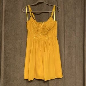 BCBGMAXAXRIA silk mini dress gold with sequins